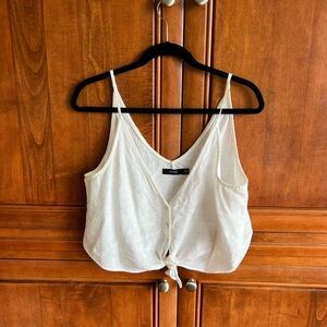 White linen crop top